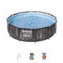 Piscina fuori terra Bestway Steel Pro MAX con scaletta, pompa filtro e cartuccia filtro.