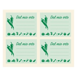 Etichette da giardino verdi "Dal mio orto" per verdure ed erbe aromatiche.