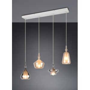 Lampadario a sospensione LED Aldea 4 luci L65cm bianco opaco