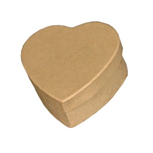 Scatola a forma di cuore in cartone marrone, ideale per accessori per artisti.