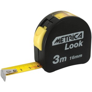 Metro a nastro Metrica Look nero, 3m x 16mm, uno strumento di misura.