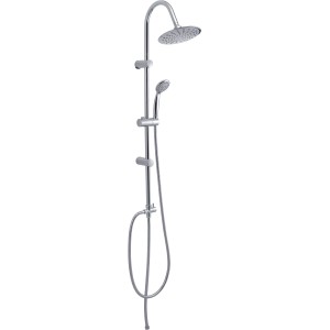 Colonna doccia t.b.t. con soffione e doccetta in look cromato.