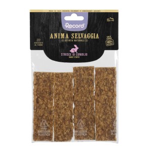 t.b.t. Snack per cani: Strisce di coniglio essiccate in sacchetto richiudibile.