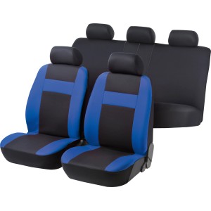 Set completo coprisedili OBI Cruise nero-blu per sedili anteriori, posteriori e poggiatesta.
