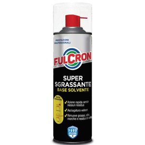Bomboletta spray Fulcron Super Sgrassante per professionisti. Pulizia rapida, scioglie grasso, olio e colla.