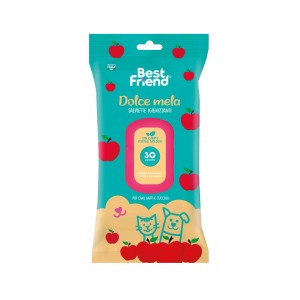 Confezione di salviette Best Friend per cani e gatti, profumo di mela, 30 pezzi.