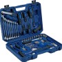 Valigetta attrezzi LUX Classic blu aperta, 54 pezzi con utensili come chiavi, martello e pinze.