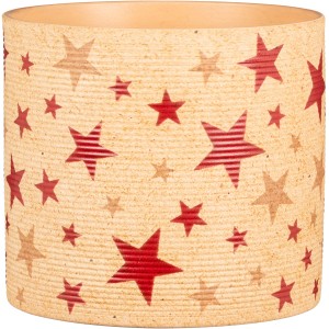 Scheurich vaso decorativo Nature Star, 16x15cm, con stelle rosse e marrone chiaro su sfondo beige.