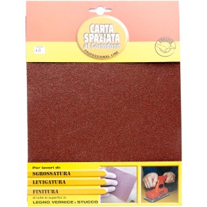 Carta vetrata, grana 40, per legno, vernice e stucco, t.b.t.