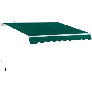 Tenda da sole t.b.t. verde con manovella per terrazza e balcone.