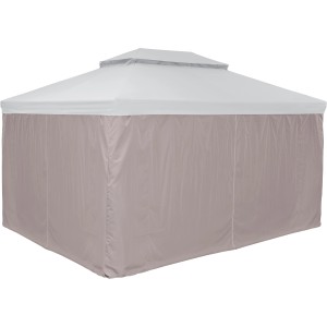 Gazebo grigio con pareti laterali in tessuto, accessori per il tuo giardino.