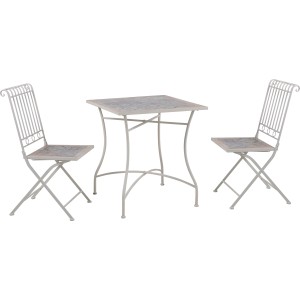 Set di mobili da giardino t.b.t. con tavolo e due sedie.