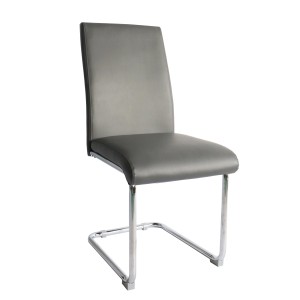 Sedia a sbalzo grigia con struttura cromata. Sedia da pranzo.
