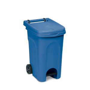 Pattumiera blu t.b.t. a pedale con coperchio e ruote. Pattumiere per cucina o bagno.