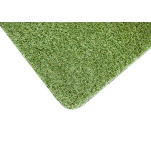 Dettaglio di erba sintetica. Area di prato verde, ideale per giardino e terrazza.