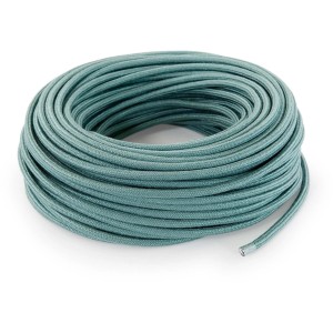 Cavo tessile turchese, cavo per lampade arrotolato.