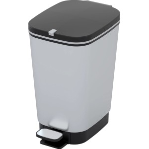 Cestino a pedale Chic argento, 6 litri, con coperchio nero e pedale.