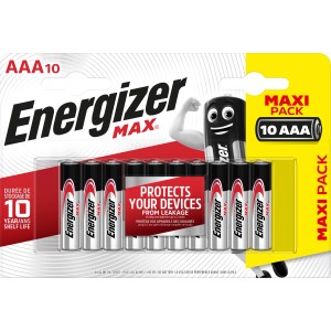 Energizer Max AAA batterie, confezione da 10. Batterie alcaline per dispositivi.