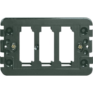 Copertura/telaio nero t.b.t. per interruttori e prese con tre aperture.