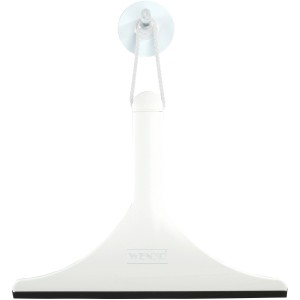 Wenko tergivetro bagno Filo, bianco con bordo in gomma nero e cordino.