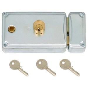 Serratura t.b.t. con tre chiavi, color argento. Sicurezza per la tua casa.