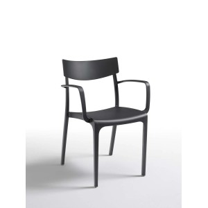 Sedia da giardino t.b.t. nera in plastica con braccioli.