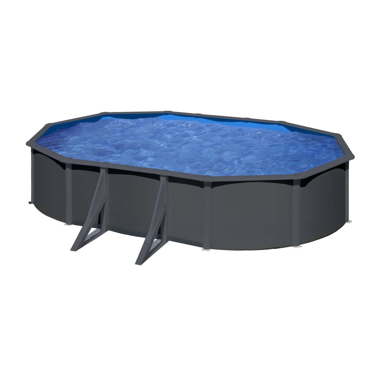 Piscina fuori terra ovale in acciaio antracite Gre 610x375 H 120 cm_2