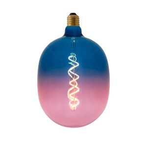 Lampadina LED E27 con sfumatura dal blu al rosa.