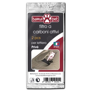 Filtro a carboni attivi Bama Pet per lettiera gatti, 2 pezzi. Accessorio per animali.