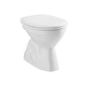 WC a terra bianco (t.b.t.) con cassetta chiusa per un bagno moderno.