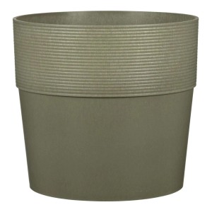 Scheurich Vaso per piante Groove, Ø 17 cm, kaki, in plastica con motivo a scanalature.