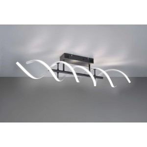 Moderna lampada da soffitto Trio LED Sequence, alluminio spazzolato, design a spirale.