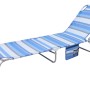 t.b.t. lettino da spiaggia con rivestimento a righe blu e bianche e borsa portaoggetti.