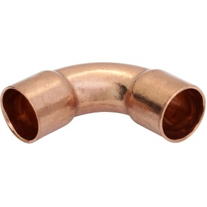 Curva in rame per cassette WC, angolo di 90 gradi.