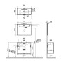 Disegno tecnico di mobile bagno t.b.t. con misure di mobile lavabo e specchiera.