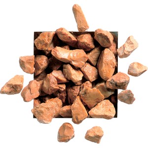 Ghiaia decorativa t.b.t., ciottoli e granulati rosso-marrone per giardino e decorazioni.