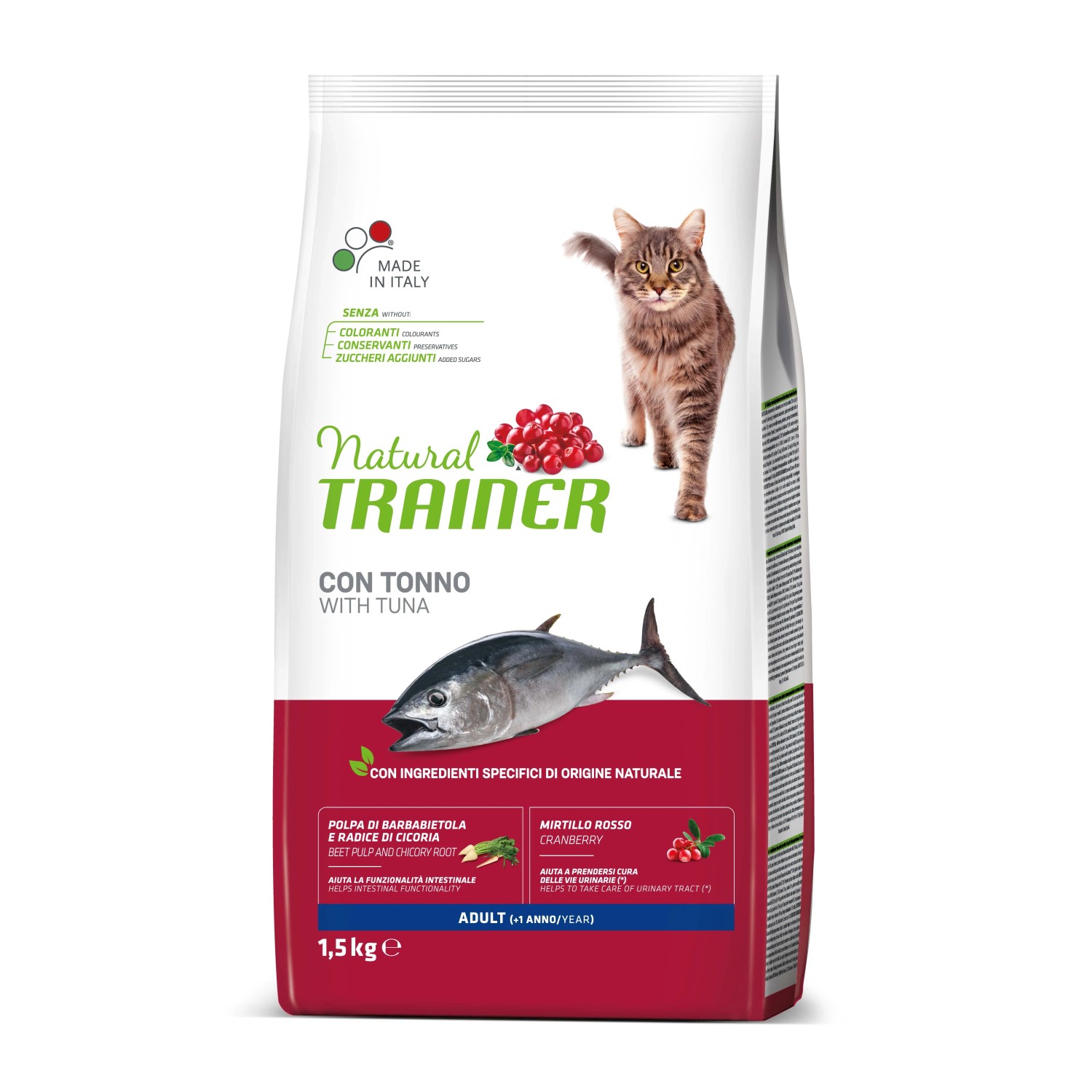 Natural Trainer cibo secco per gatti con tonno, 1.5kg.