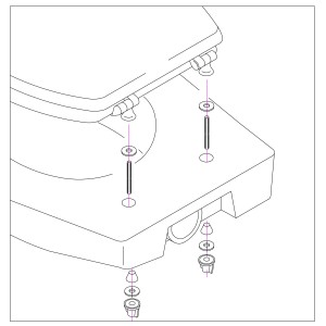 Istruzioni di montaggio per accessori WC, che mostrano il fissaggio di un sedile WC.