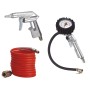 Set 3 pezzi Einhell per compressore: pistola ad aria, manometro per pneumatici e tubo a spirale.