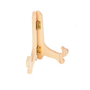 Cavalletto in legno per accessori artistici, color legno naturale.