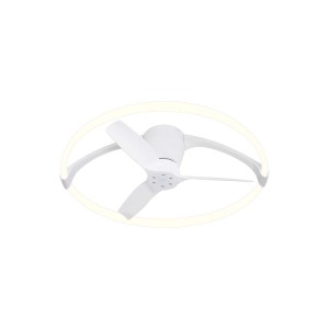 Plafoniera LED bianca t.b.t. con ventilatore. Lampada da soffitto per interni.