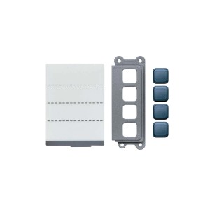 Accessori t.b.t. per citofoni: campo etichetta, telaio e pulsanti.