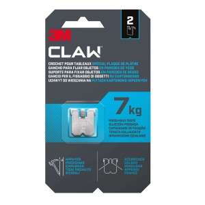 Gancio per quadri 3M Claw per cartongesso fino a 7 kg, 2 pezzi. Tasselli per un facile montaggio.