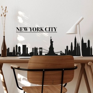 Adesivo murale skyline di New York, decorativo per spazi abitativi.