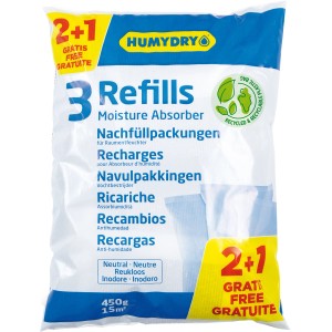 Humydry ricariche per deumidificatore, confezione da 3, neutro, 450g cad.