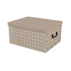 Baulotto in cartone Rivoli beige a pois bianchi 50x40x25 cm