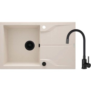 Lavello 1 vasca gocciolatoio Idrostile Florida con rubinetto 490x194 mm Beige