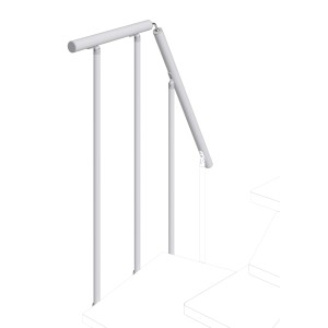 Struttura bianca per ringhiera scale, accessori per scale e ringhiere.