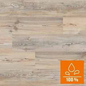 Laminato Kaindl Proganic impermeabile, pino Maloja Prince, aspetto legno chiaro con venature.