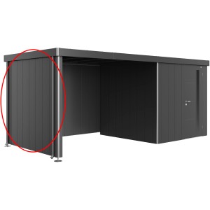 Pannello laterale Biohort per tettoia casetta Neo, verde scuro metallizzato.